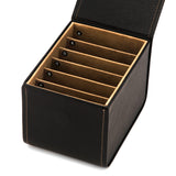 Case for guitar strings, black leather, opened