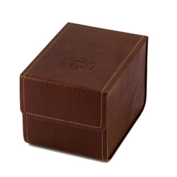 Case for guitar strings, dark brown, closed