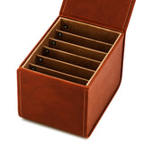 Case for guitar strings, cognac leather, opened