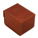Case for guitar strings, cognac leather, back
